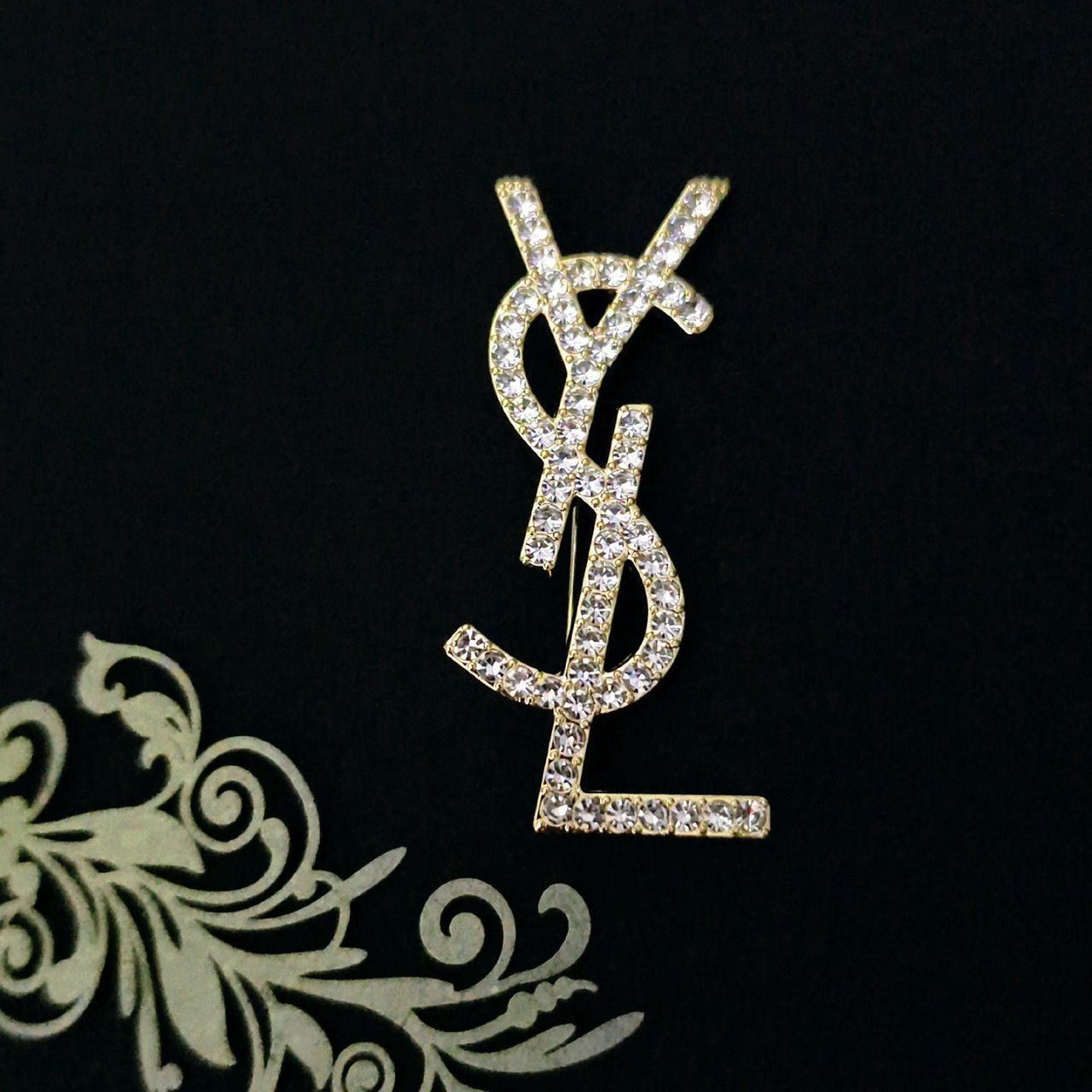 Crystal Monogram Brooch