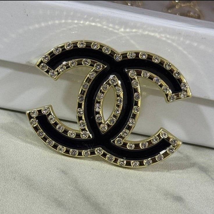 Black Enamel Brooch