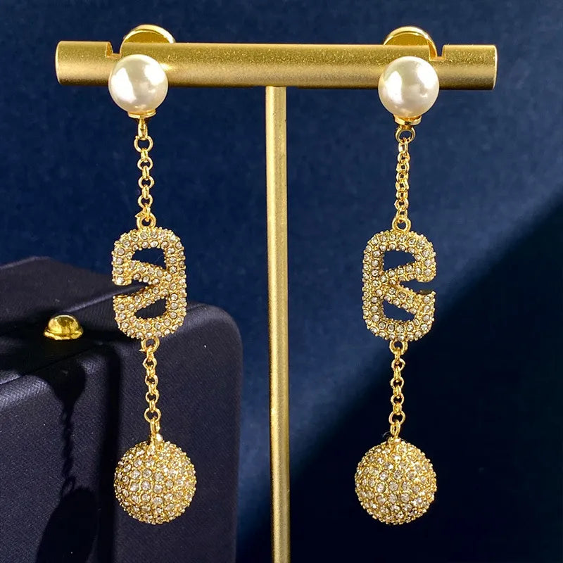 V Crystal Earrings