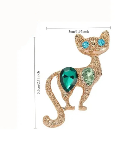 Crystal Cat Brooch