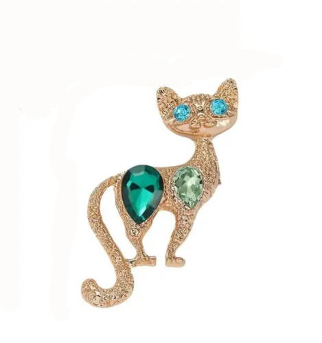Crystal Cat Brooch