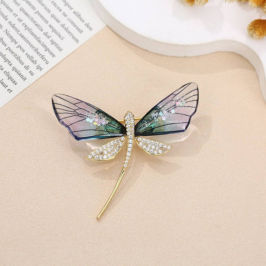Crystal Dragonfly Brooch