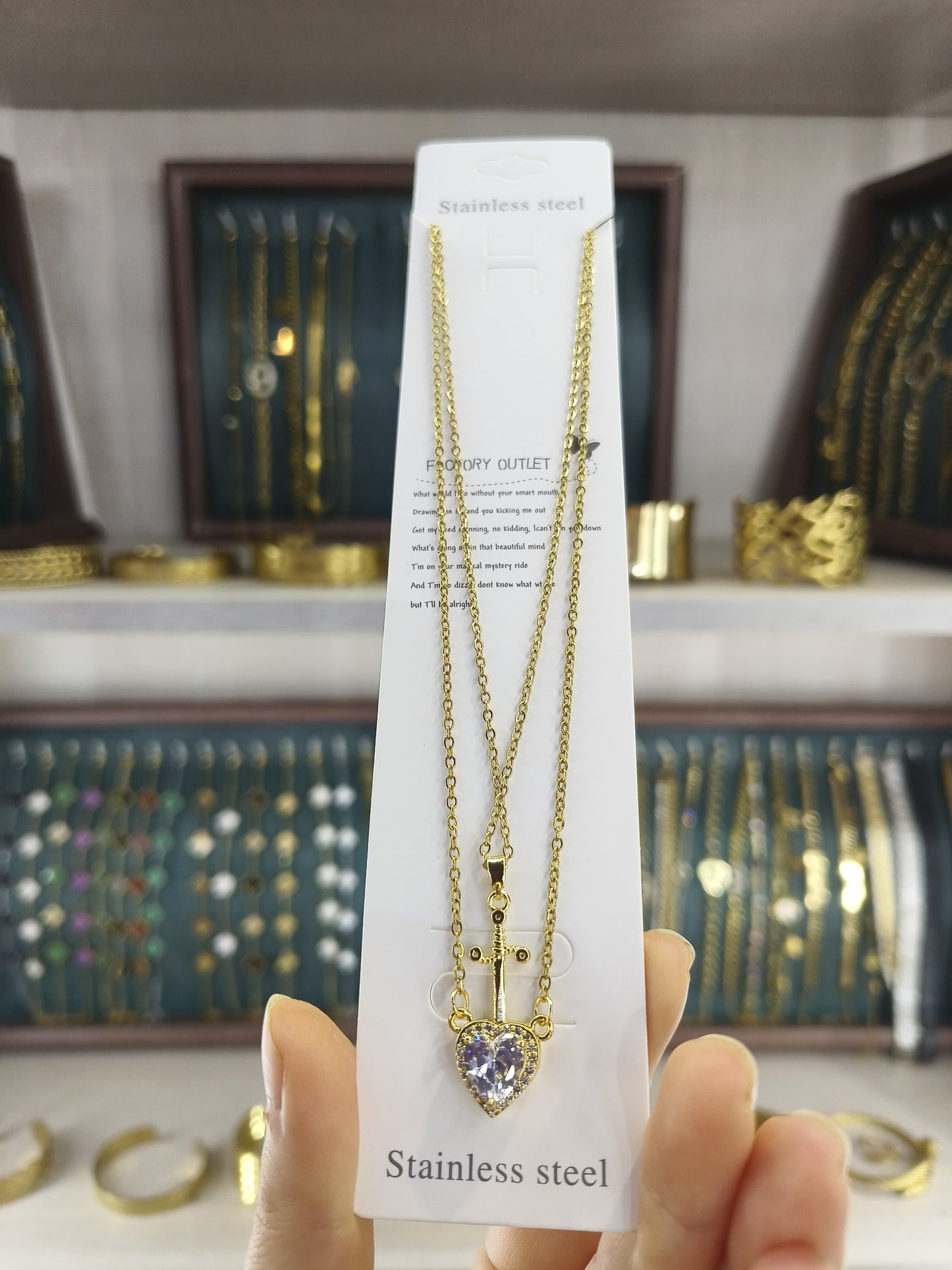 Layered Sword and Heart Necklace