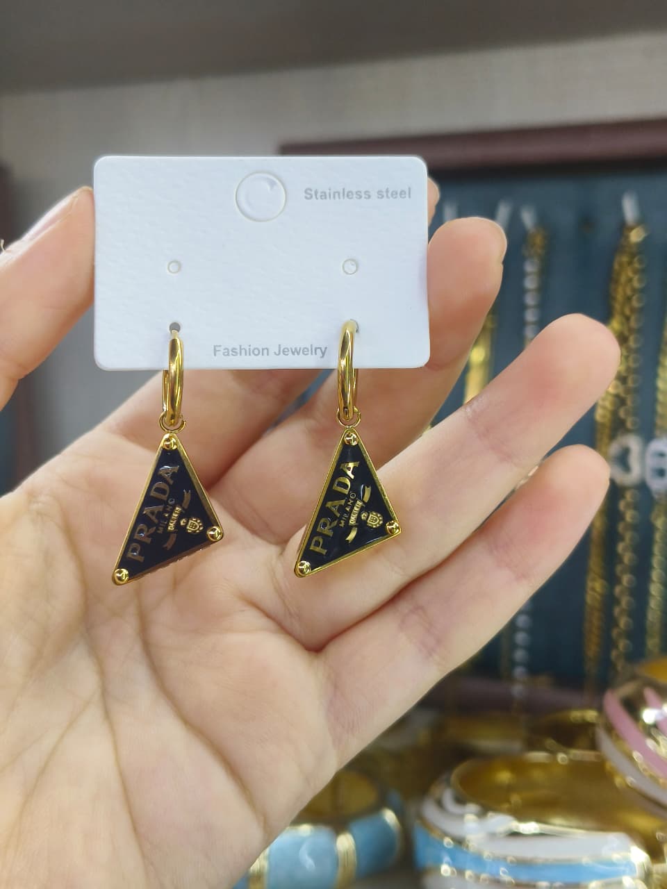 Triangle Enamel Earrings