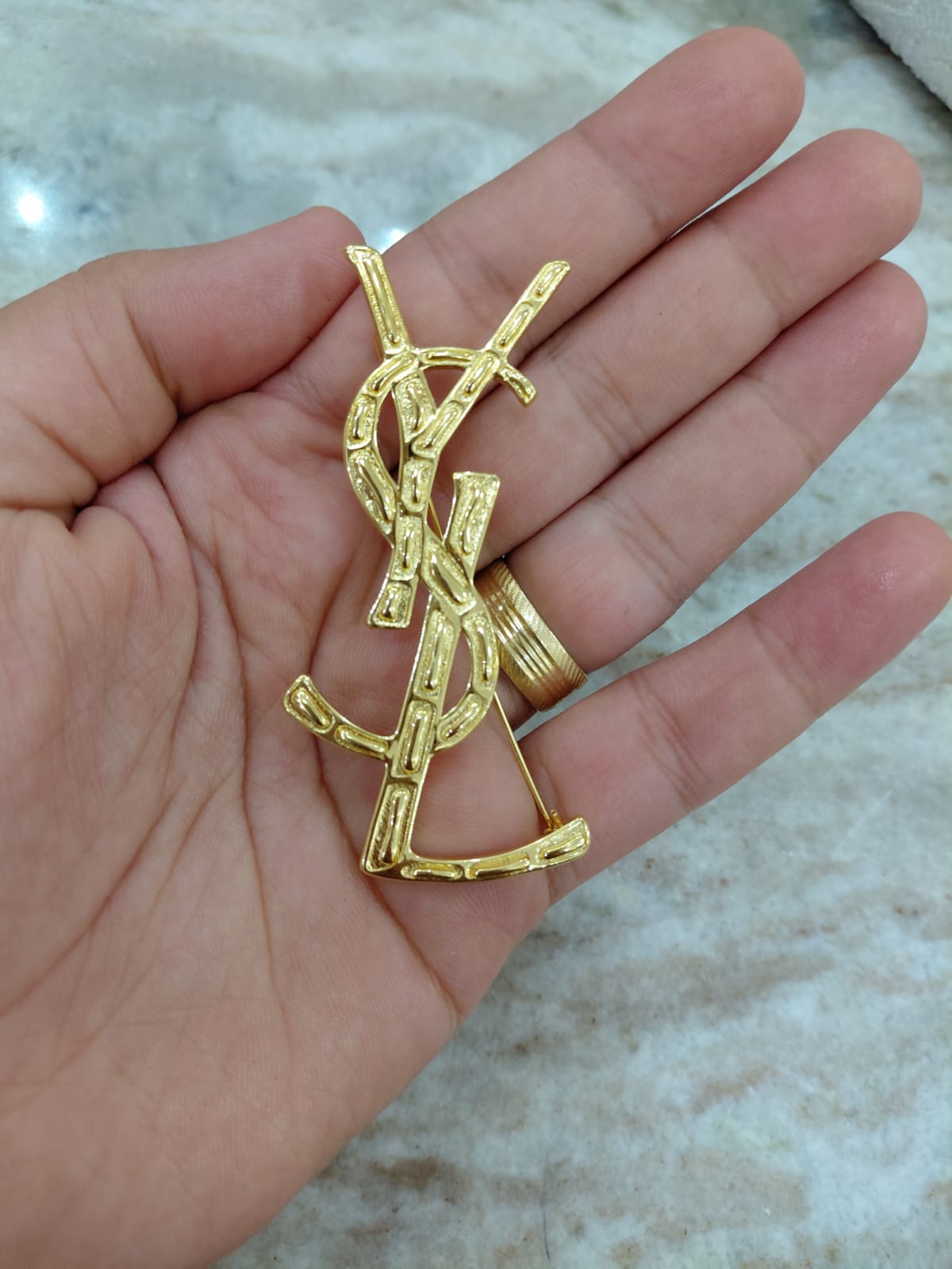 Ysl Brooch Original mirror-finish stainless steel (stamped/branded)