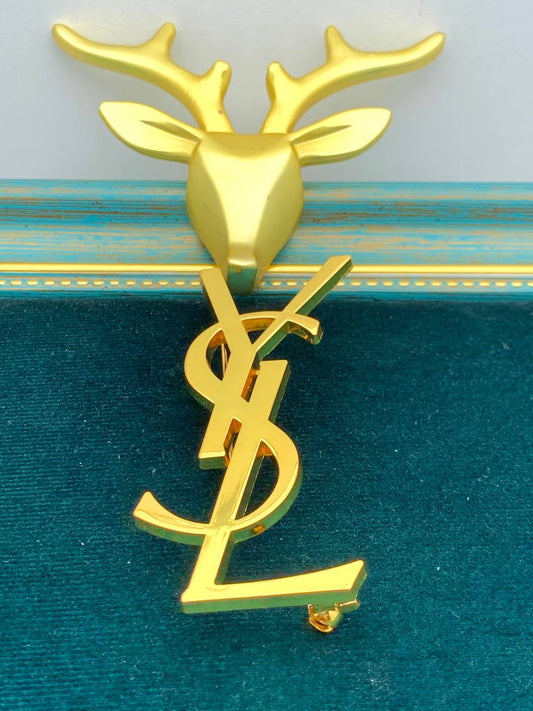 Gold Monogram Brooch