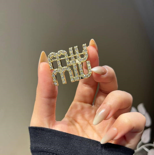 Crystal Lettering Brooch