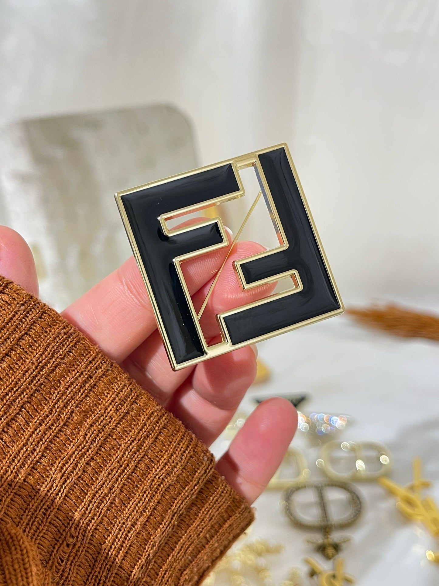 Black Enamel Brooch