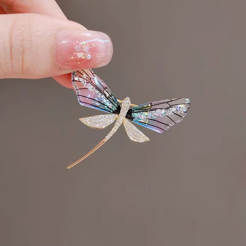 Crystal Dragonfly Brooch