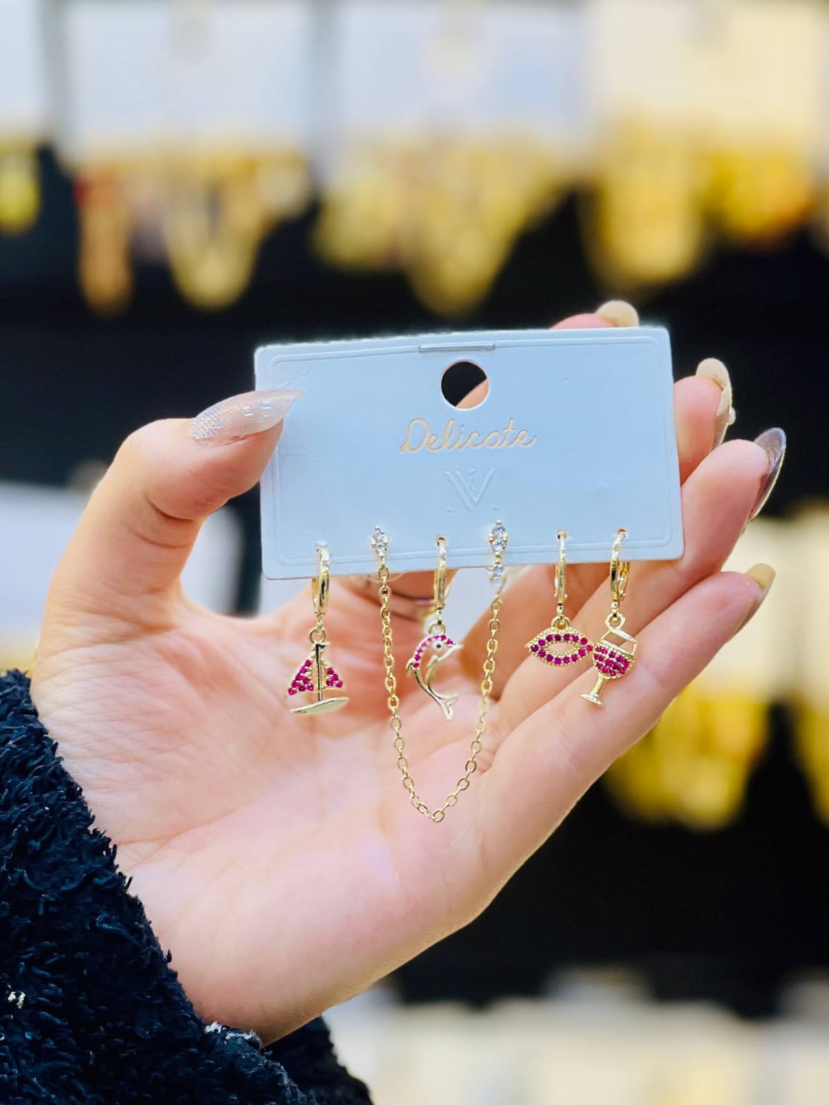 Ruby Piercing Earring Set