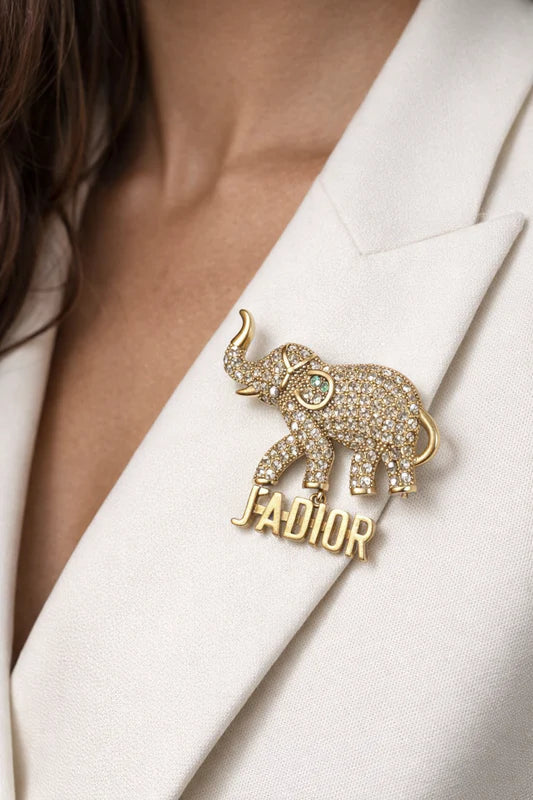 Crystal Elephant Brooch