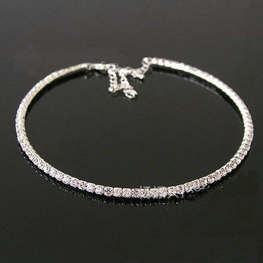 Silver Rhinestone Tennis Choker